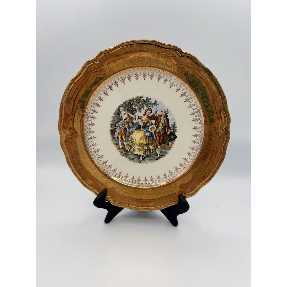 Gold-Plated Plate Warranted 22 Karat Gold Plate 10" Victorian Courting Ornate